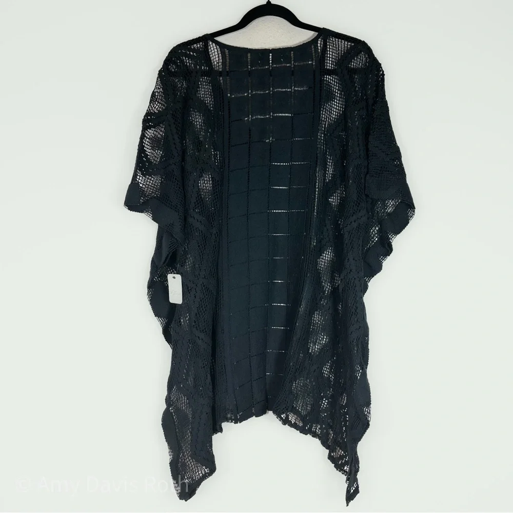 Free People Sunshine Crochet Kaftan in Black NWT